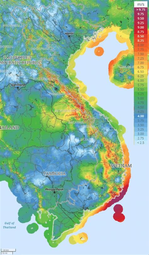 Map Of The Potential Of Offshore Wind Power In Vietnam Download