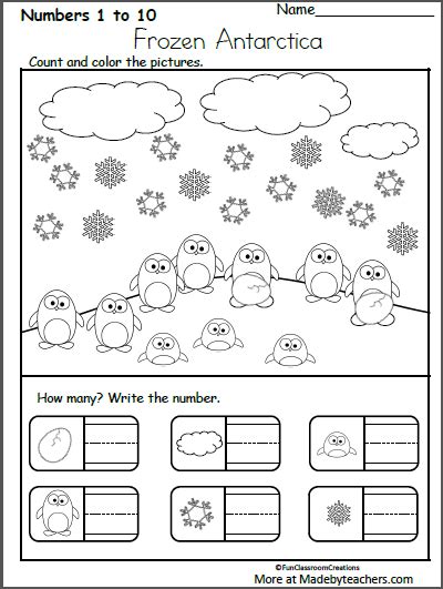 Writing Numbers Worksheets Pre K For Winter