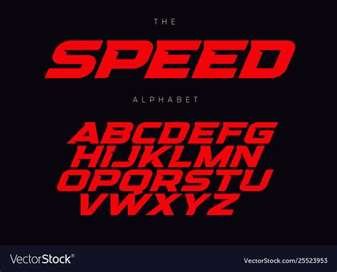 Speed Letters Set Red Race Font Italic Bold Vector Image