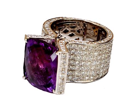 Large Amethyst Ring With Diamonds All Over Lionessjewellery Amethyst