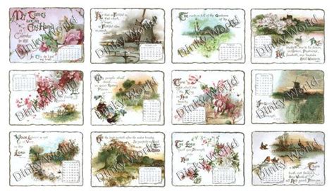 Digital Download Vintage Miniature Wall Calendar By Dinkyworld Vintage
