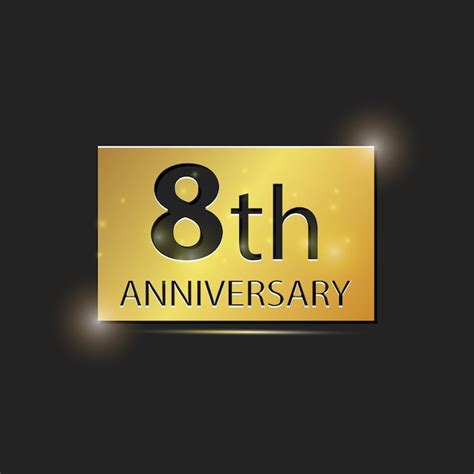 Placa Cuadrada De Oro Logotipo Elegante Celebración De Aniversario De 8