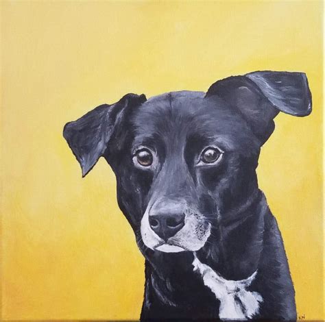 Custom Dog Portrait Dog Acrylic Painting On Canvas Etsy