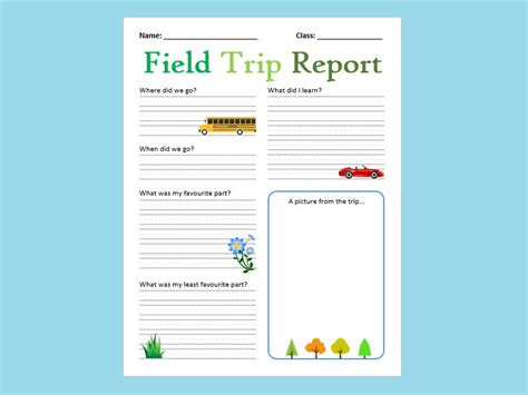 Field Trip Report Template Teaching Resources