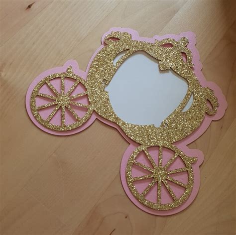 Princess Carriage Invitations In Pink And Gold Glitter Etsy