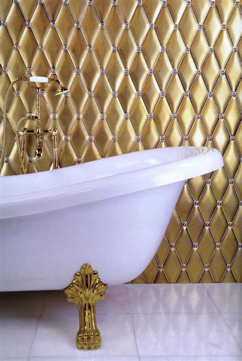 14kgold Gold Tile Gold Bathroom Bathroom Decor Luxury