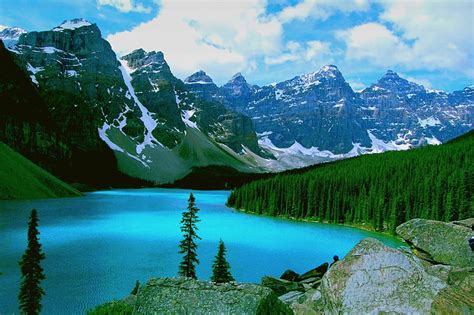 Moraine Lake Mountains Banff National Park Reflection Valley Of The