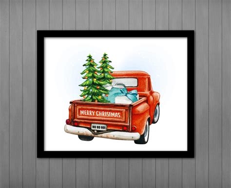 Christmas Truck Printable Sign Instant Download Farmhouse Vintage