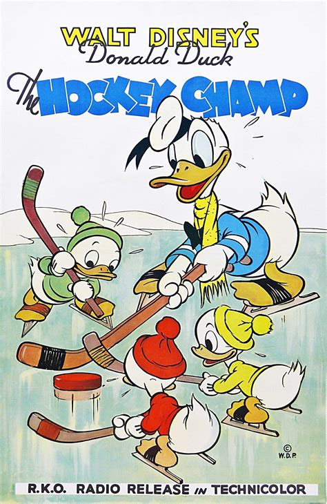 Donald Duck The Hockey Champ Disney Posters Cartoon Posters