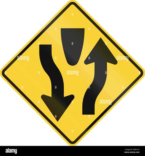 Us Road Warning Sign Begin Divided Highway Stock Photo Alamy