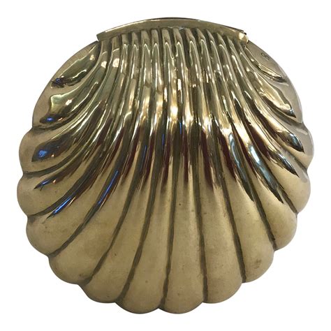 Vintage Brass Clam Shell Hinged Box Chairish