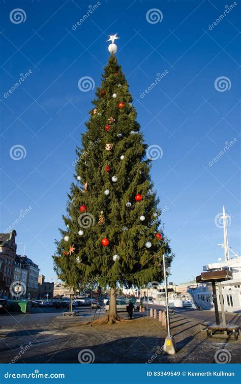 The Kinnevik Christmas Tree In Stockholm Editorial Stock Image Image