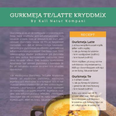 Ekologisk Gurkmeja Te Latte Kryddmix Gr Portioner Kall