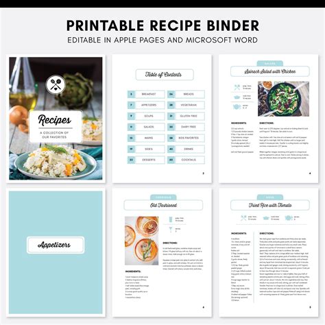 Recipe Book Template Editable Recipe Book In Word Recipe Etsy Canada