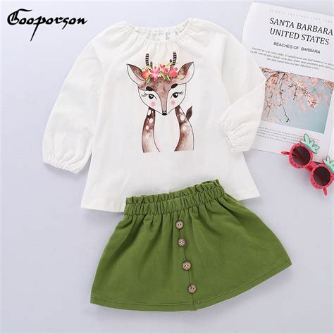 Baby Girls Clothes Set Long Sleeve Cute Deer Printed Blouse Shirt And