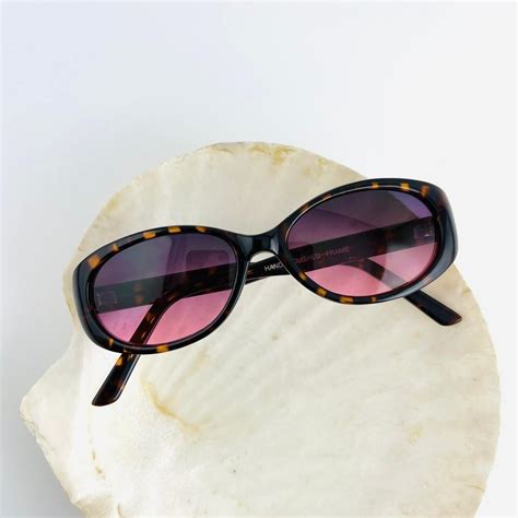Vintage 90s Tortoise Oval Sunglasses With Purple Depop
