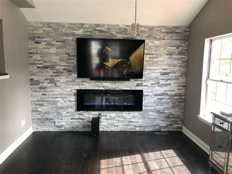 Wall Mounted Tv Accent Walls In Living Room Stone Walls Interior