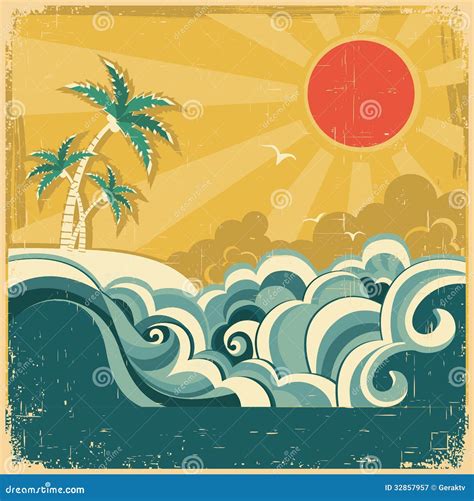 Retro Beach Poster Background Loligoana