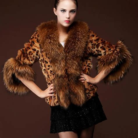 2015 new winter faux fox fur coat female fashion sexy leopard print three quarter sleeve short