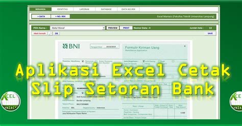 Aplikasi Excel Cetak Slip Setoran Bank Excelmaniacs
