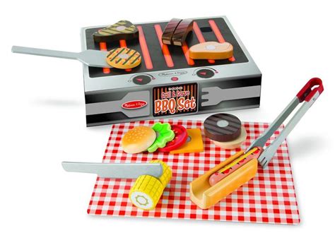 Melissa And Doug Grill And Serve Bbq Set 20 Pcs Wooden Play Food And