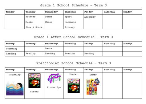 14 Free Sample Kids Activity Schedule Templates Printable Samples