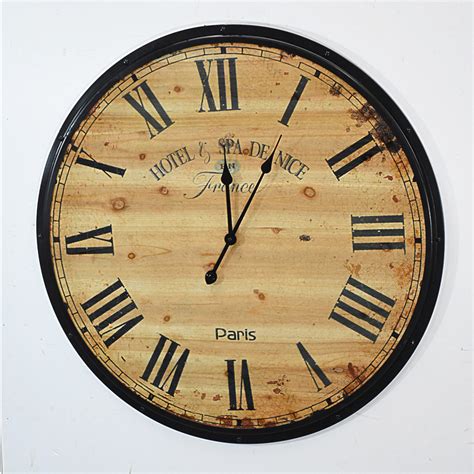 Handmade Oversized Retro Rustic Decorative Wooden Wall Clock For T