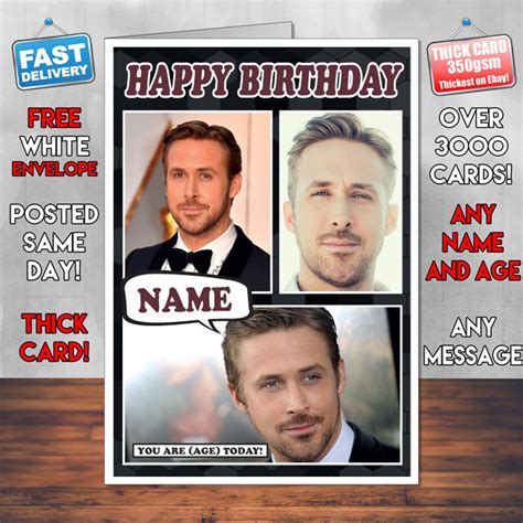 Bmprintsshop Ryan Gosling Celebrity Personalised Birthday Card Etsy