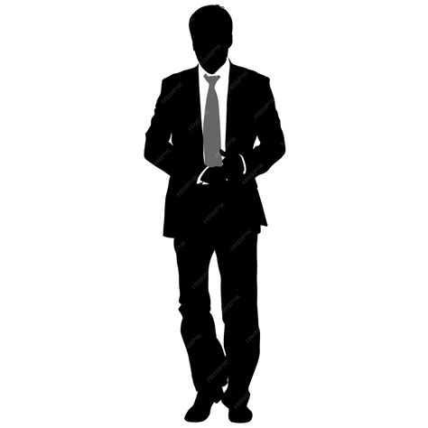 Premium Vector Silhouette Businessman Man In Suit With Tie On A White