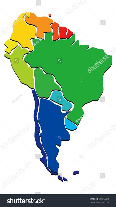 Colorful Political Map Of South America Royalty Free Stock Photo