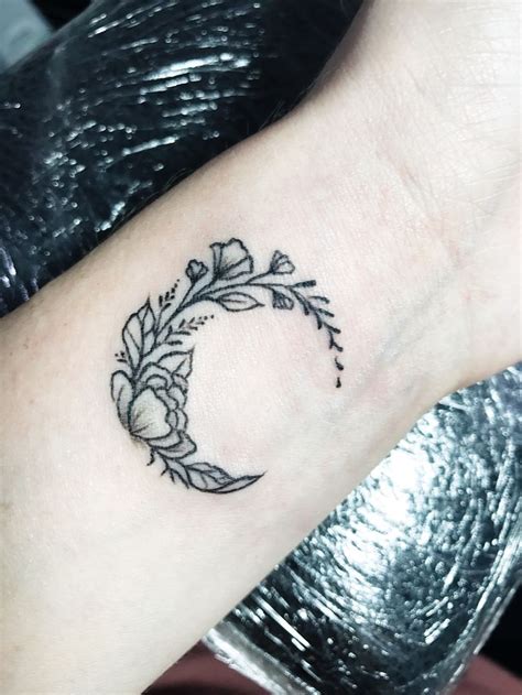 Floral Moon Tattoo On Wrist Moon Tattoo Wrist Moon Tattoo Small