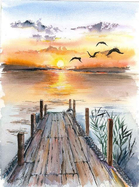 Pin By Ian Morgan On Morgys Watercolours Watercolor Sunset