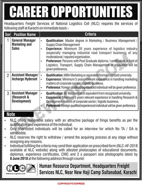 2 about employment news paper: National Logistics Cell NLC Karachi Jobs 2019 Latest ...