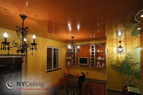 60st felix street, brooklyn, ny, 11217. NYCeiling Inc. - Portfolio - Kitchen - Glossy stretch ceiling color of kitchen cabinets