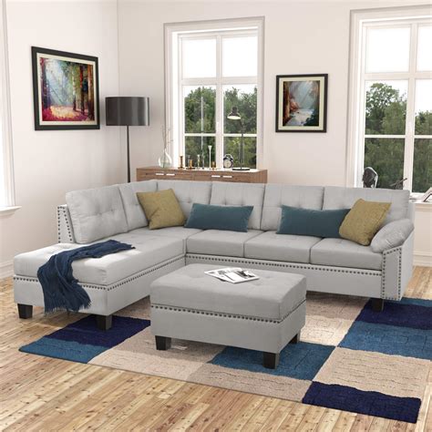 Buy Home Reversible Sectional Sofa With Storage Ottoman Chaise Lounge Couch L Shaped Seater