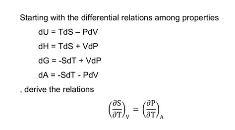 Solved Starting With The Differential Relations Among