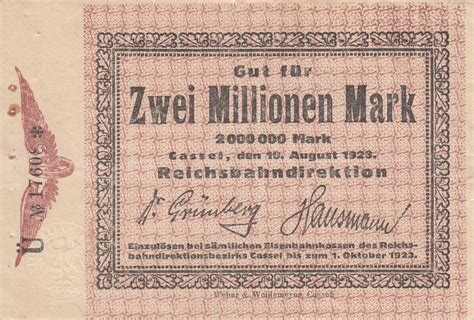 2 Millionen 2 000 000 Mark 1923 10 Viii 1923 Issue German