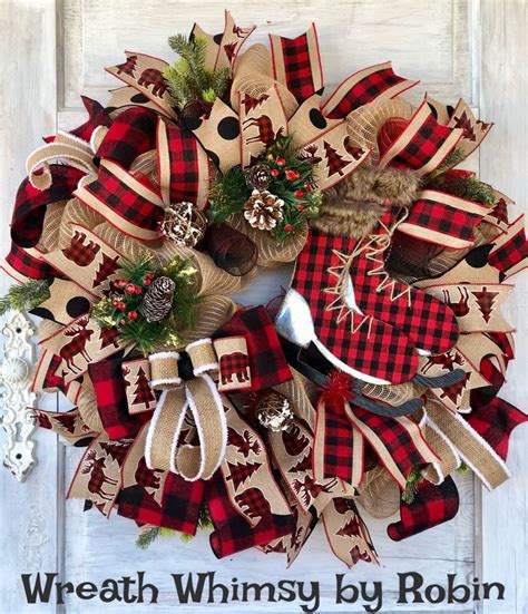 Rustic Burlap Mesh Wreath Holiday Wreath Winter Wreath Etsy