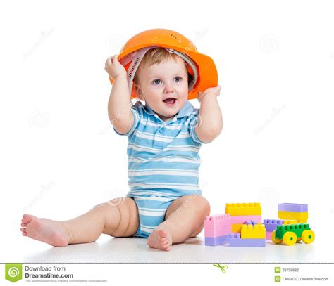 Baby Boy Playing With Building Blocks Toy Stock Photography Image