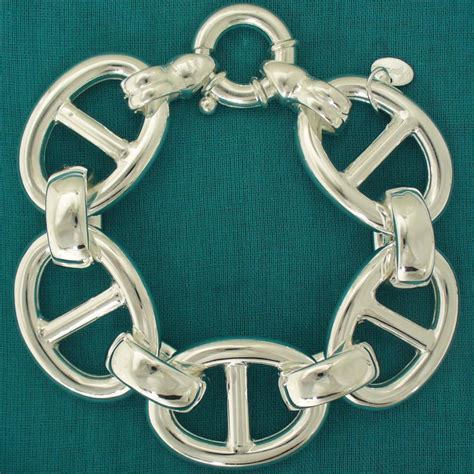 Sterling Silver Large Anchor Chain Bracelet