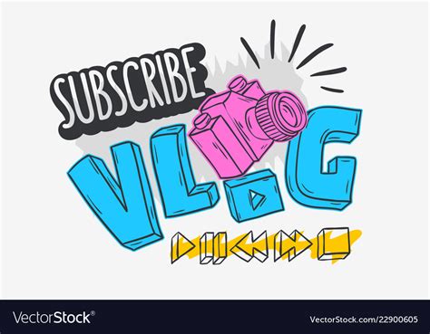 Vlog Video Blog Social Media Cartoon Style Design Vector Image