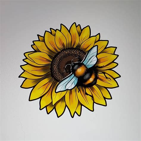 Sunflower And Bee Tattoo Design ☇contact Ma Bee Tattoo