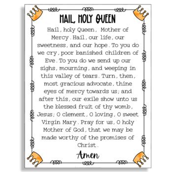 To thee do we cry, poor banished children of eve this wonderful prayer is believed to have been written by the monk blessed herman in the 11th century. Hail, Holy Queen Prayer Poster by Growing In Grace And ...