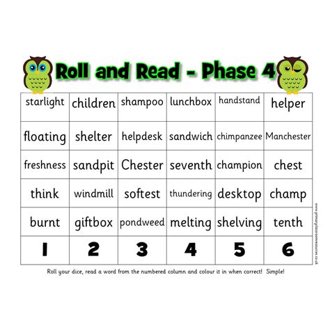 Roll And Read Letters And Sounds Phase 4 Words Primary Classroom
