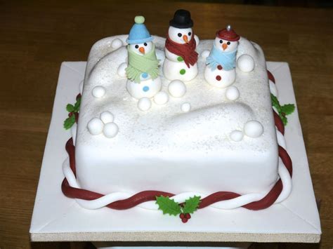 Snowman Christmas Cake Traditional Fruit Cake Covered With Marzipan And