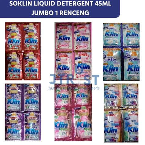 Soklin Liquid Detergent Jumbo 45ml Kemasan Sachet 1 Renceng 12 Sachet