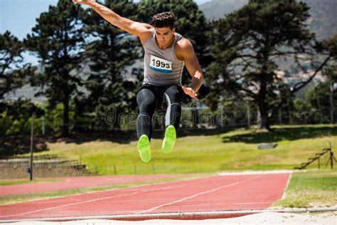 Athlete Performing A Long Jump Stock Image Image Of Strength Olympic