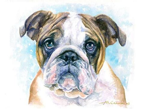Artav Bulldog 01 Dog Art Print From Watercolor Paintig Dog Print Art
