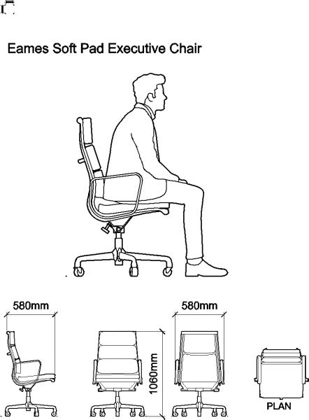Autocad Download Eames Soft Pad Executive Chair Dwg Drawing Thousands