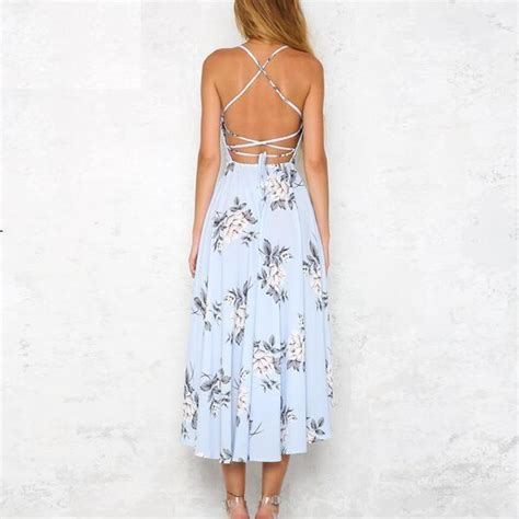 Sexy Halter Strapless Backless Floral Print Summer Dress